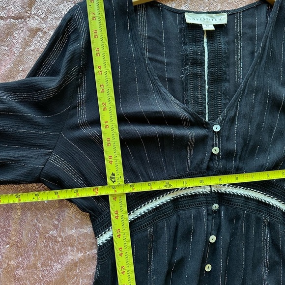 LoveStitch Dress Empire Waist Bohemian Button Front A-Line Maxi, M. Goth, witchy - Picture 9 of 12